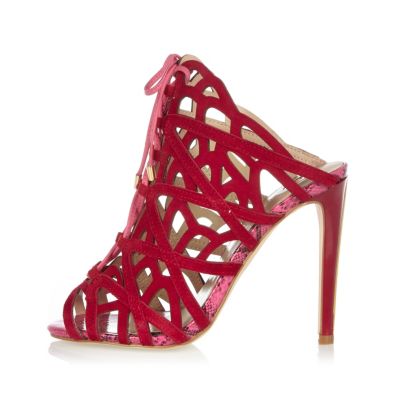 Red caged tie-up heels